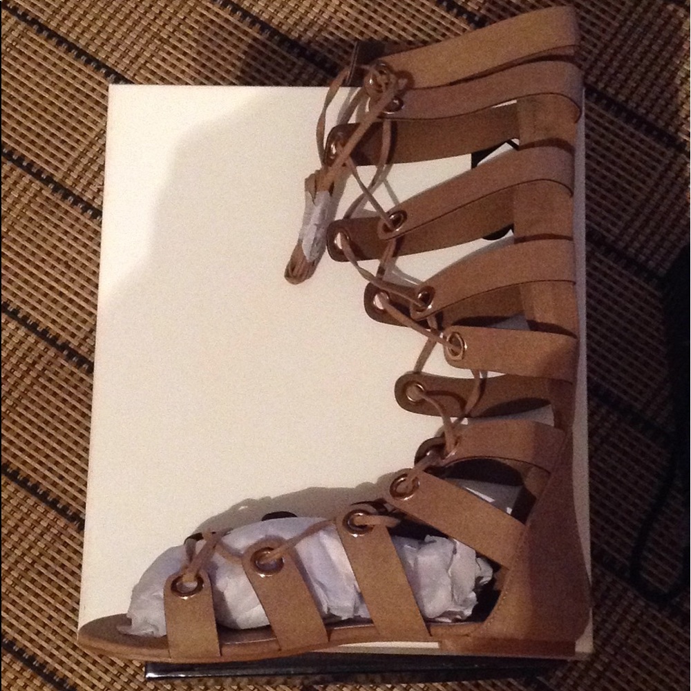 New Ladies Taupe Lace-up Flat Sandals (3 avail)